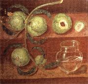 unknow artist Still Life with Peach Bough and Glass jar Spain oil painting reproduction